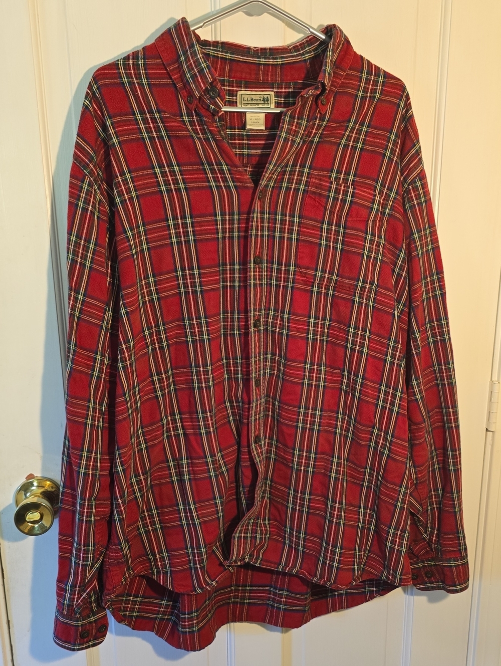 L.L. Bean Vintage Classic Red Plaid Button-Down Flannel Shirt Size XL Regular